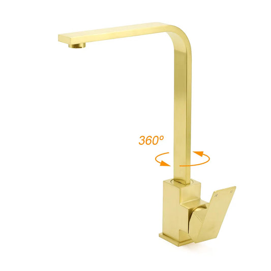 WELS Brushed Gold Gooseneck 360º Swivel Laundry Sink Kitchen Mixer Faucet Tap - Image 2