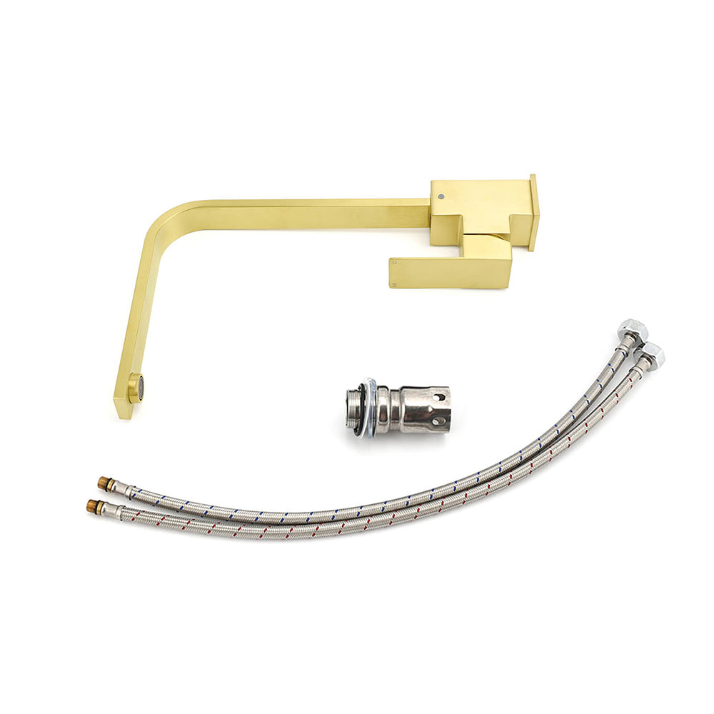 WELS Brushed Gold Gooseneck 360º Swivel Laundry Sink Kitchen Mixer Faucet Tap - Image 7