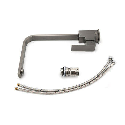 WELS Gun Metal Square Gooseneck Swivel Laundry Kitchen Mixer Faucet Sink Tap Set - Image 5