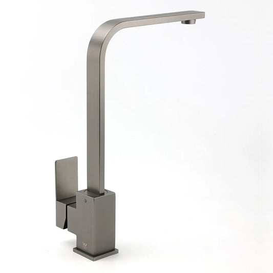 WELS Gun Metal Square Gooseneck Swivel Laundry Kitchen Mixer Faucet Sink Tap Set - Image 3