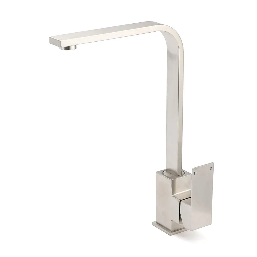 WELS Square Kitchen Sink Laundry Mixer 360º Swivel Faucet Tap Set Brushed Nickel