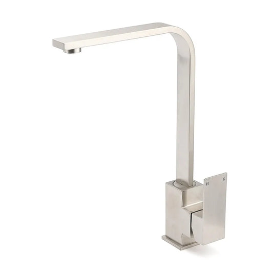 WELS Square Kitchen Sink Laundry Mixer 360º Swivel Faucet Tap Set Brushed Nickel