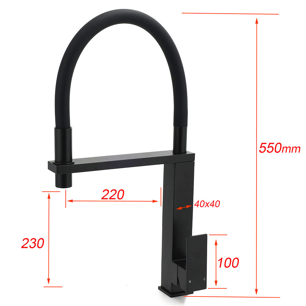 Matt Black Swivel Kitchen Sink Basin Mixer Swivel Faucet Tapware Pull Out Spout - Image 2