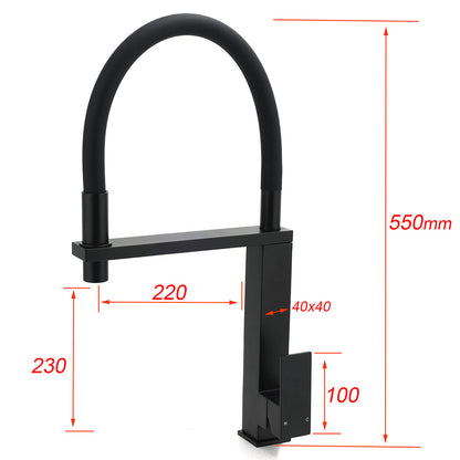 Matt Black Swivel Kitchen Sink Basin Mixer Swivel Faucet Tapware Pull Out Spout - Image 2
