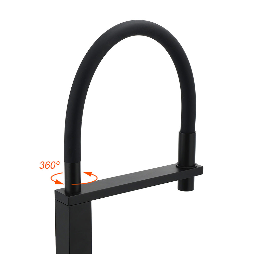 Matt Black Swivel Kitchen Sink Basin Mixer Swivel Faucet Tapware Pull Out Spout - Image 5