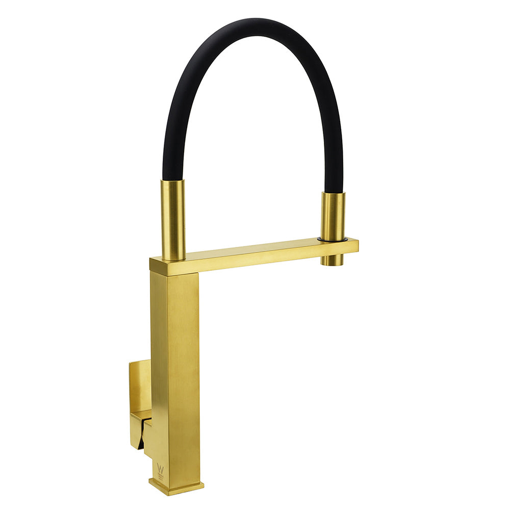 Brushed Gold Tall Kitchen Sink Basin Mixer Swivel Faucet Tap Pull Out Spout Head - Image 4