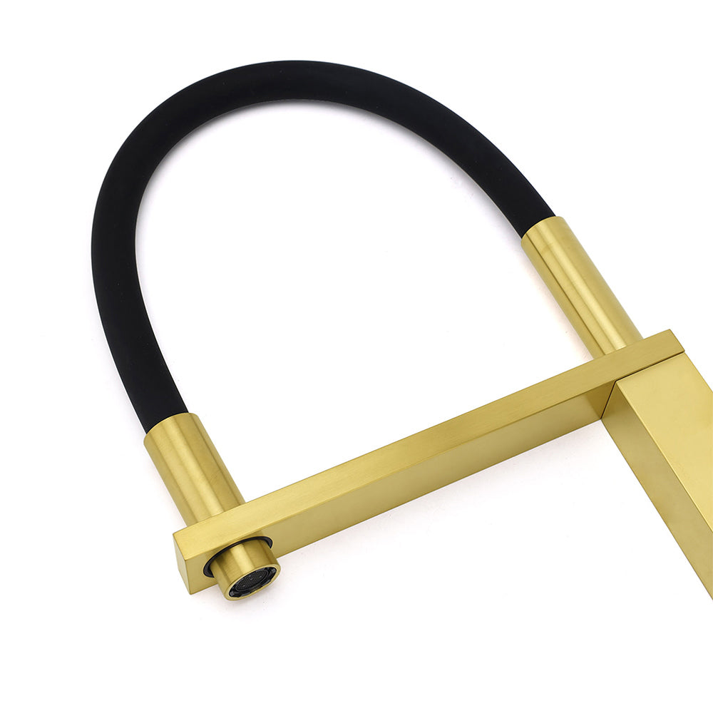 Brushed Gold Tall Kitchen Sink Basin Mixer Swivel Faucet Tap Pull Out Spout Head - Image 6