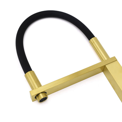 Brushed Gold Tall Kitchen Sink Basin Mixer Swivel Faucet Tap Pull Out Spout Head - Image 6