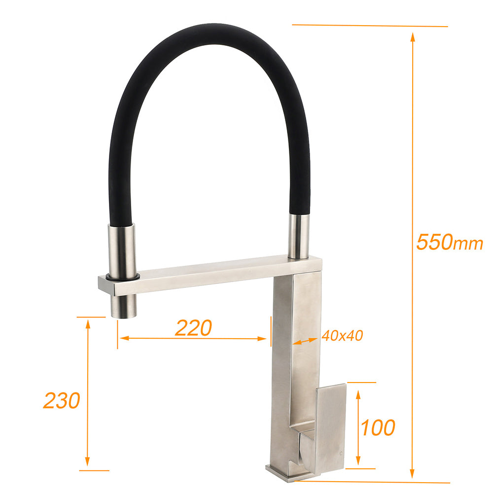 WELS 6.0L/m Chrome Kitchen Sink Basin Mixer Swivel Faucet Tapware Pull Out Spout - Image 2