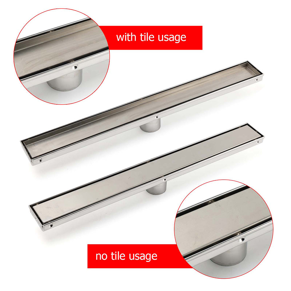 304 Stainless Steel 600mm Tile Insert Linear Shower Grate Floor Drain 50mm Waste - Image 4