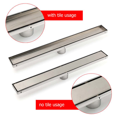 304 Stainless Steel 600mm Tile Insert Linear Shower Grate Floor Drain 50mm Waste - Image 4