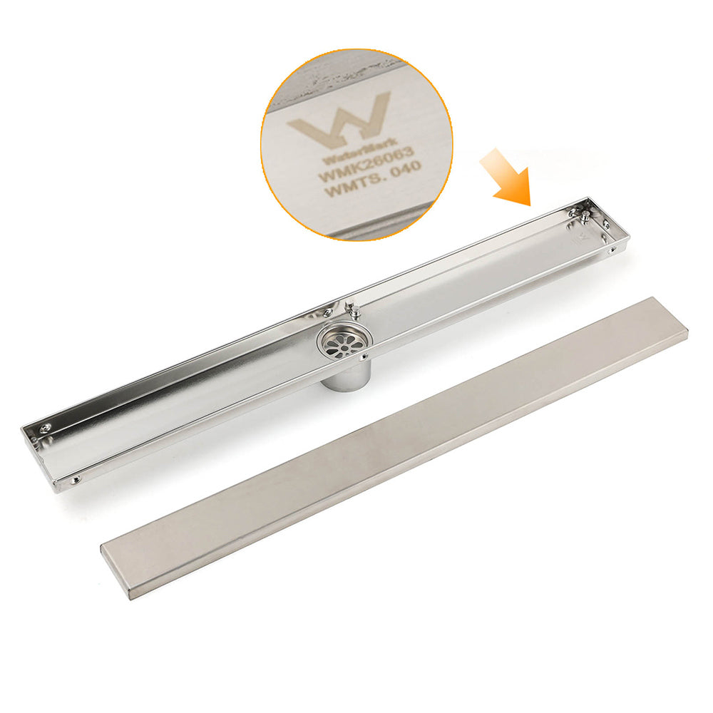 304 Stainless Steel 600mm Tile Insert Linear Shower Grate Floor Drain 50mm Waste - Image 6