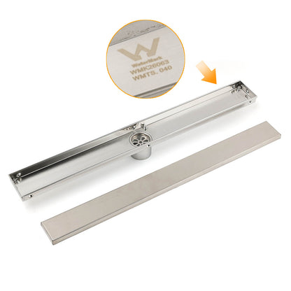 304 Stainless Steel 600mm Tile Insert Linear Shower Grate Floor Drain 50mm Waste - Image 6