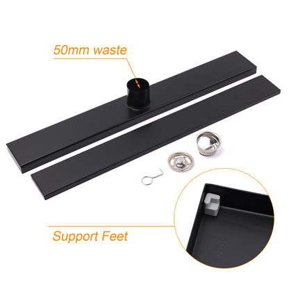 WaterMark Matt Black 900mm Tile Insert Shower Grate Floor Drain 50mm Flow Waste - Image 6
