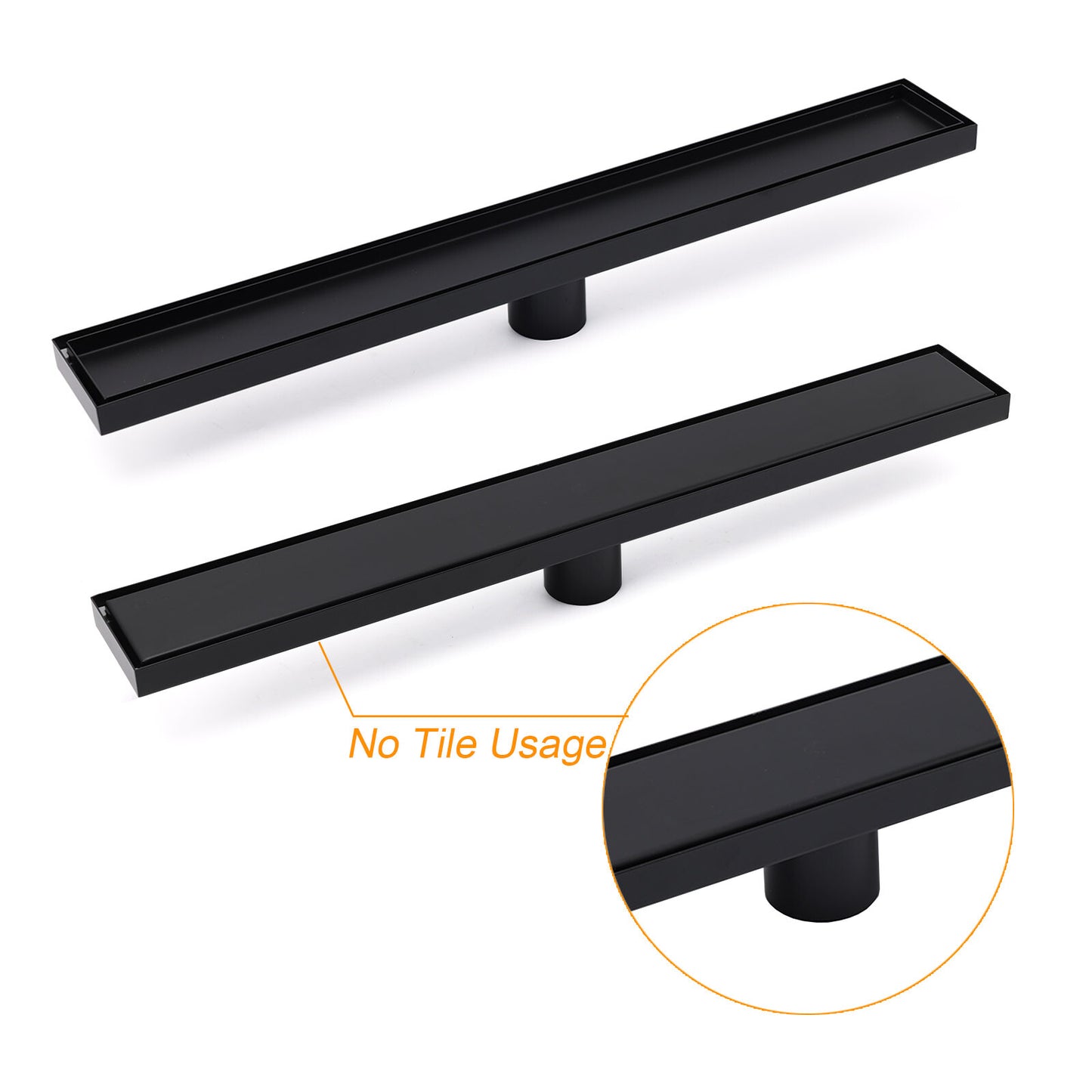 Matt Black 600mm Tile Insert Linear Shower Grate Floor Drain 50mm Waste Outlet - Image 4