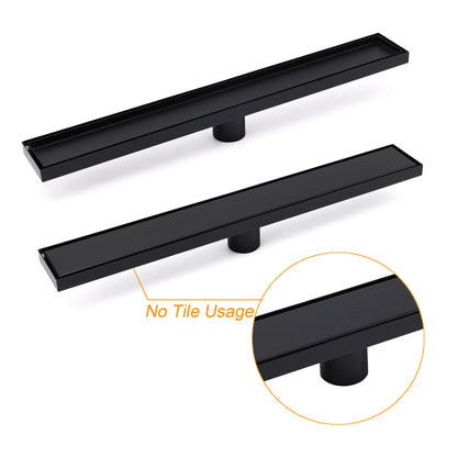 Matt Black 600mm Tile Insert Linear Shower Grate Floor Drain 50mm Waste Outlet - Image 4