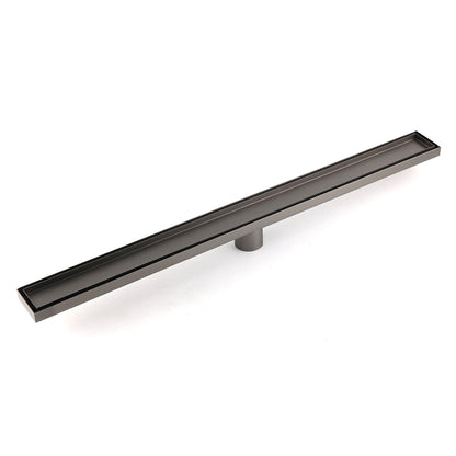 Gun Metal Bathroom Tile Insert 800mm Linear Shower Grate Floor Drain 50mm Waste
