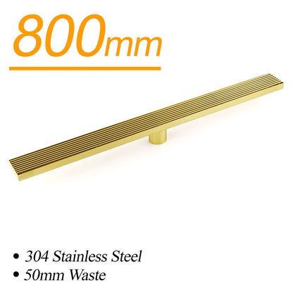 Brushed Gold Bathroom 800mm Strip Fence Long Shower Grate Floor Drain 50mm Waste - Image 2