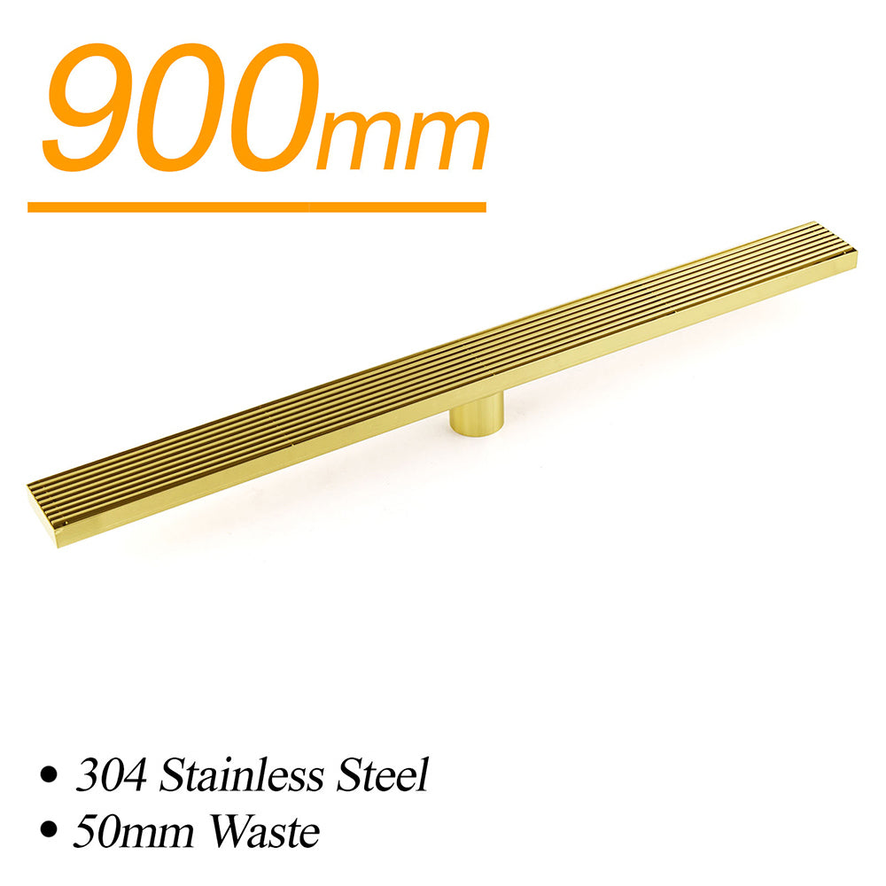 Brushed Gold SUS 900mm Strip Fence Bathroom Floor Shower Grate Drain 50mm Outlet - Image 2