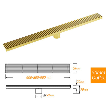 Brushed Gold SUS 900mm Strip Fence Bathroom Floor Shower Grate Drain 50mm Outlet - Image 5