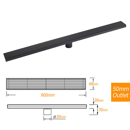 Matt Black 900mm Long Strip Fence Shower Grate Floor Drain 50mm Waste Watermark - Image 3
