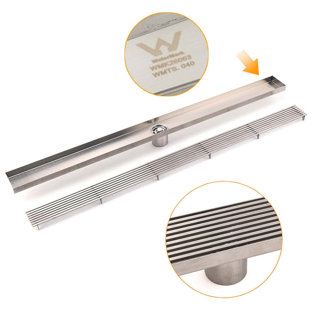 Silver 304 Stainless Steel 900mm Strip Fence Shower Grate Floor Drain 50mm Waste - Image 4