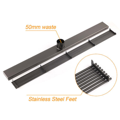 Gun Metal 900mm Strip Fence Linear Shower Grate Floor Drain 50mm Central Waste - Image 6