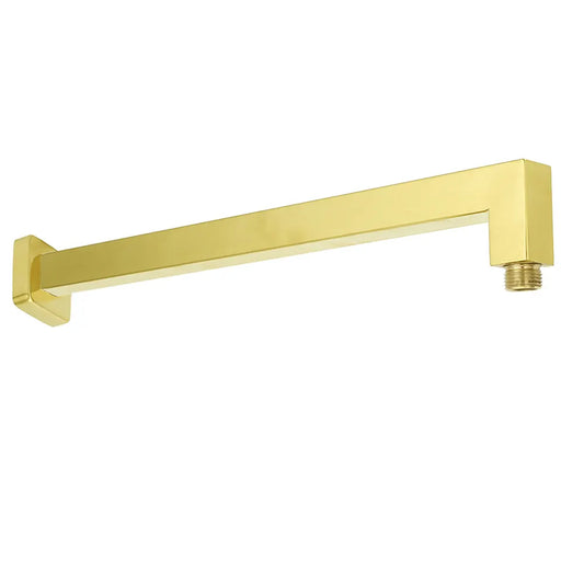WELS Brushed Gold 8" Square Rainfall Shower Head 400mm Long Straight Wall Arm Set - Image 2