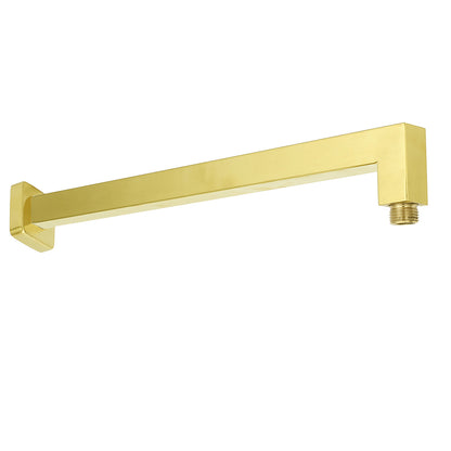 WELS Brushed Gold 12" Square Thin Rain Shower Head 400mm Straight Wall Arm Set - Image 2