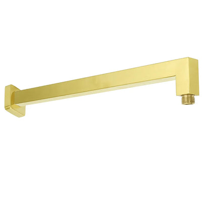WELS Brushed Gold 12" Square Thin Rain Shower Head 400mm Straight Wall Arm Set - Image 2