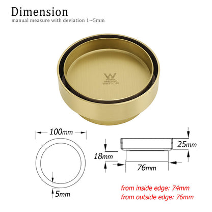 Brushed Gold 100mm In Diamater Tile Insert Floor Drain Shower Grate 75mm Outlet - Image 2