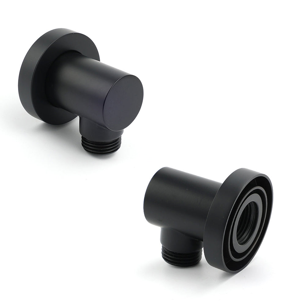 Round Brass Black Standard G1/2" Inch End Flexible Shower Elbow Connector Water Inlet - Image 2