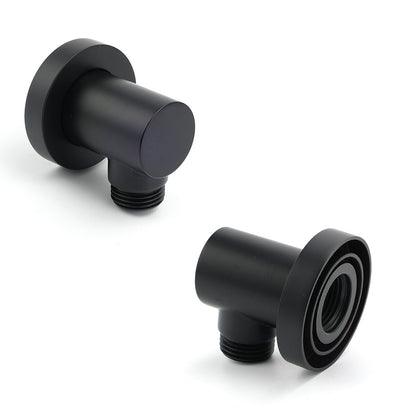 Round Brass Black Standard G1/2" Inch End Flexible Shower Elbow Connector Water Inlet - Image 2