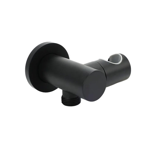 Matt Black Brass Hand Shower Bracket Swivel Holder Wall Elbow Connector Water Inlet Kit