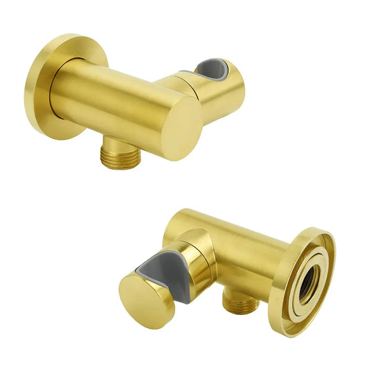 Brushed Gold Brass Handheld Shower Swivel Bracket Holder Water Inlet Elbow Connector Kit - Image 3