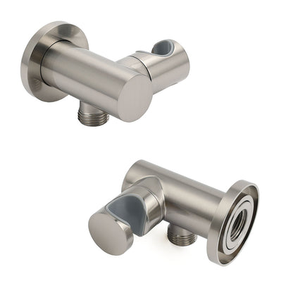 Brushed Nickel Water Inlet Handheld Shower Swivel Bracket Holder Wall Elbow Connector - Image 3