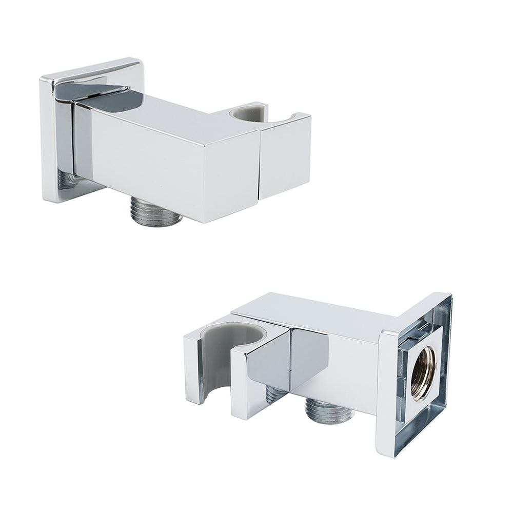 Chrome Square Water Inlet Shower Rose Bracket Swivel Holder Wall Elbow Connector G1/2" Thread - Image 3