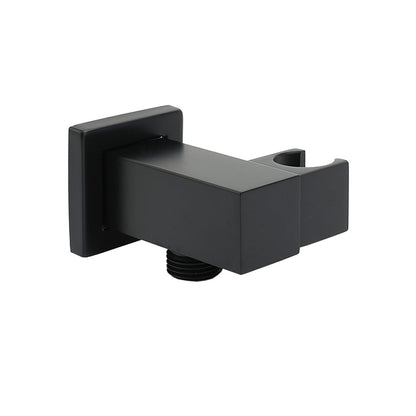 Matt Black Square Water Inlet Shower Head Bracket Adjustable Holder Wall Elbow Connector