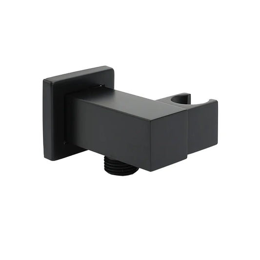 Matt Black Square Water Inlet Shower Head Bracket Adjustable Holder Wall Elbow Connector