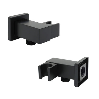 Matt Black Square Water Inlet Shower Head Bracket Adjustable Holder Wall Elbow Connector - Image 3