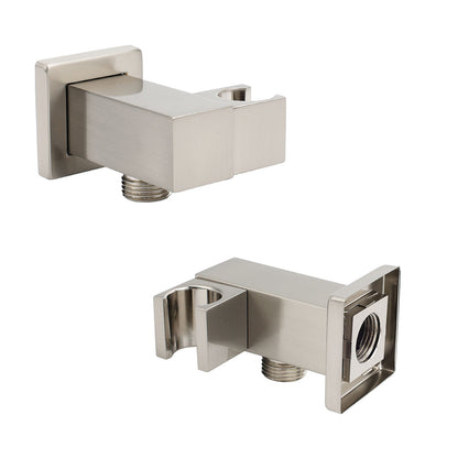 Brushed Nickel Square Bracket Flexible Shower Head Holder Wall Connector 1/2" End Thread - Image 3