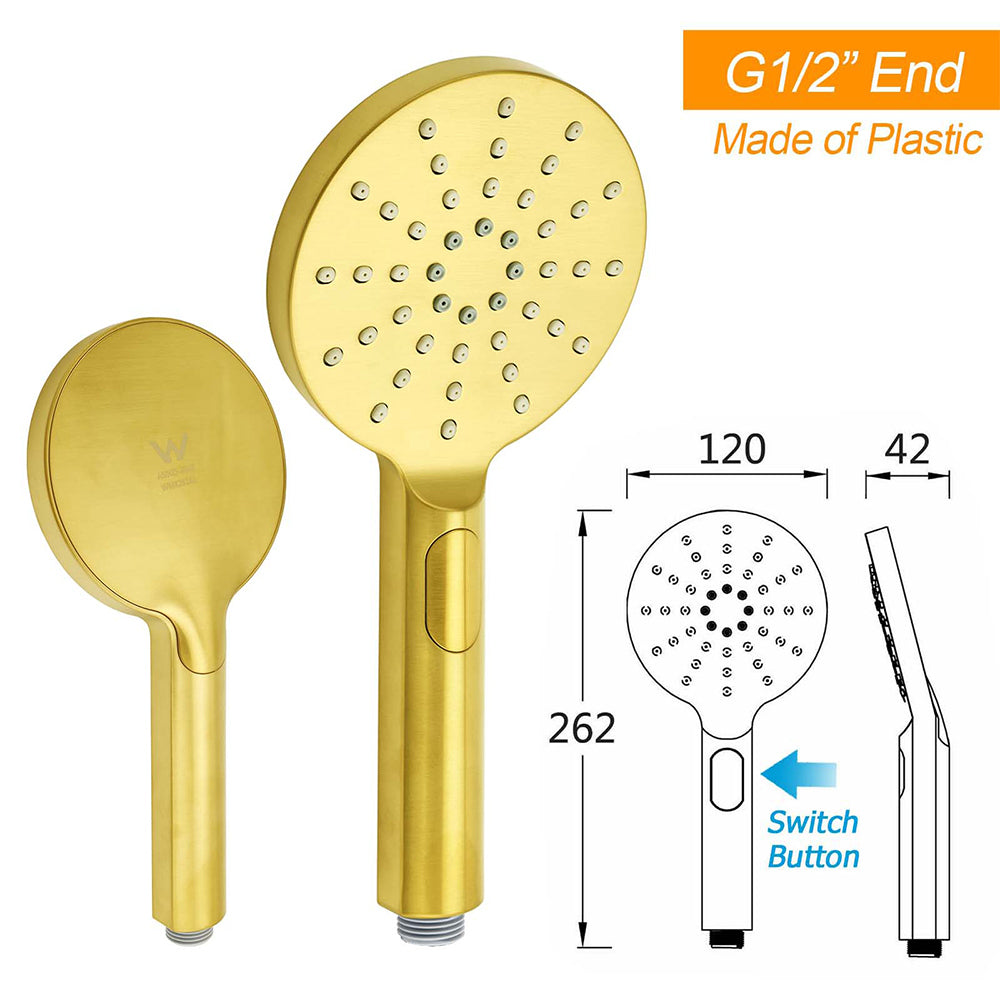 Brushed Gold Twin Shower Set Sliding Rail Arm 8" Round Head 3 Modes Handheld - Image 7