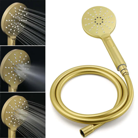 Brushed Gold Twin Shower Large Round 12" Rain Head Handheld Silde Wall Rail Arm - Image 7