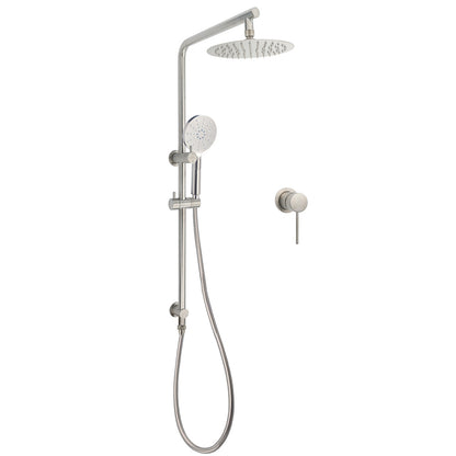 WELS Brushed Nickel 2in1 Shower Set Sliding Rail Arm 8" Round Head Handheld Small Face Mixer - Image 8