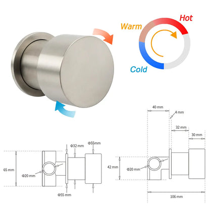 Brushed Nickel Dual Shower Set Sliding Rail Arm 12" Round Head Handheld Hot Cold Control Mixer Valve - Image 8
