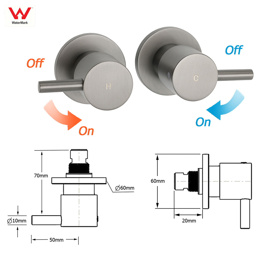 WELS Gun Metal Round 10" 2in1 Shower Head 3 Modes Handheld Slide Rail Arm Twin Taps - Image 6