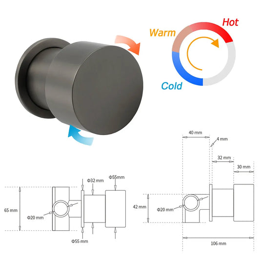 WELS Gun Metal Round 10" Twin Shower Head 3 Modes Handheld Slide Rail Arm Diverter Mixer Set - Image 8