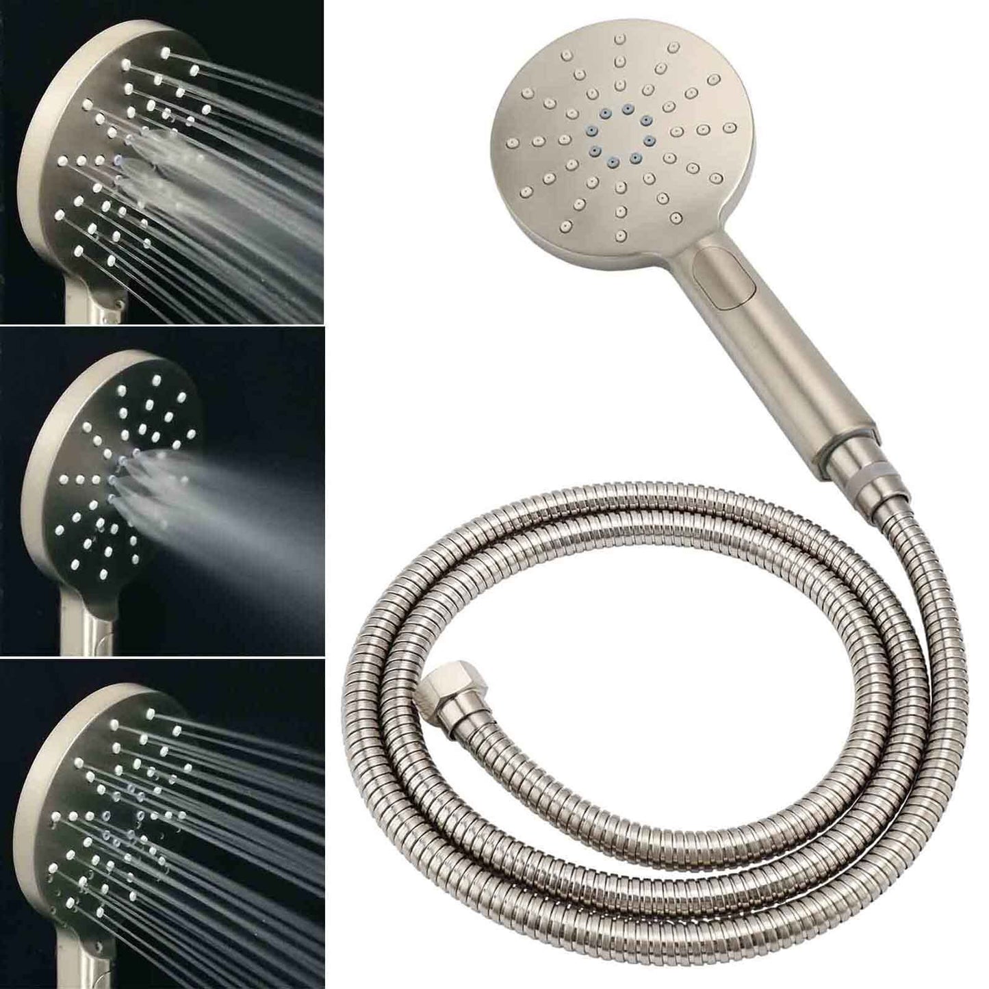 Brushed Nickel 2in1 Round 8" Stainless Steel Rain Head Shower Handheld Sliding Rail Arm Set - Image 7