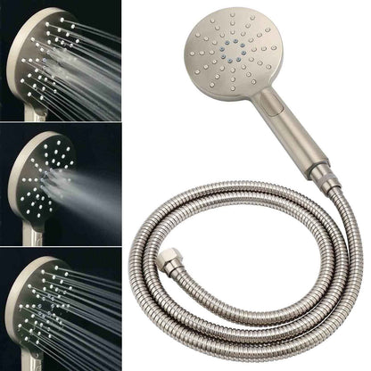 Brushed Nickel 2in1 Round 12" Stainless Steel Rainfall Head Shower Handheld Sliding Rail Arm Set - Image 9