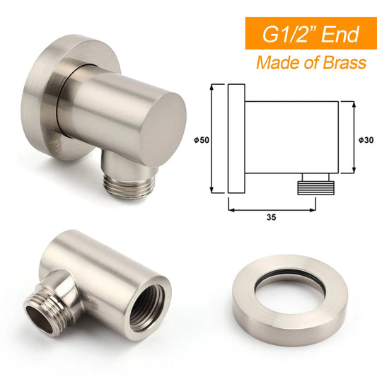 Brushed Nickel Round 12" Large Rain Head Shower Handheld Sliding Rail Arm Chrome Set + Twin Taps - Image 6